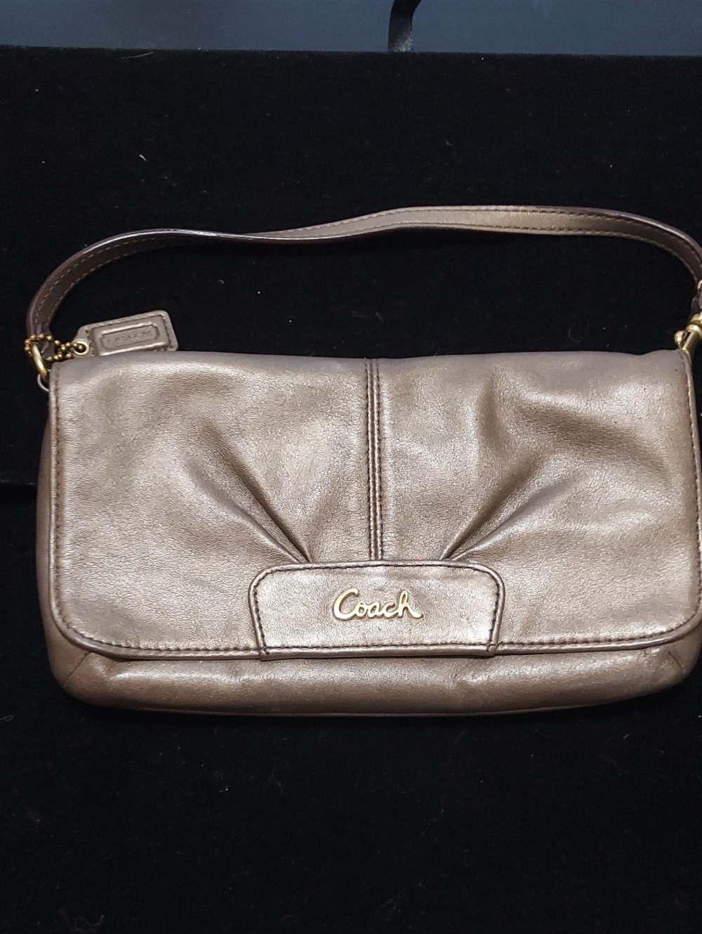 Coach Metallic Bronze Leather Vintage Clutch